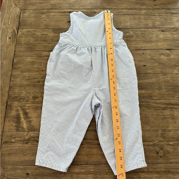 Vintage Osh Kosh B’Gosh 24 months Blue Gingham Check Overalls One Piece Girls - Picture 5 of 6